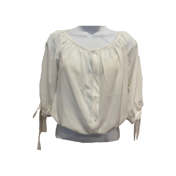 Ambiance Tops - White off the shoulder crop top